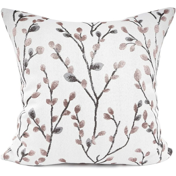 YOUR SMILE Pack of 2 Classical Embroidery Jacquard Leaf Pattern Decorative Throw Pillow Case Cushion Cover Brown, 18''x18'' YOUR SMILE Pack of 2 Classical Embroidery Jacquard Leaf Pattern Decorative Throw Pillow Case Cushion Cover Brown, 18''x18''